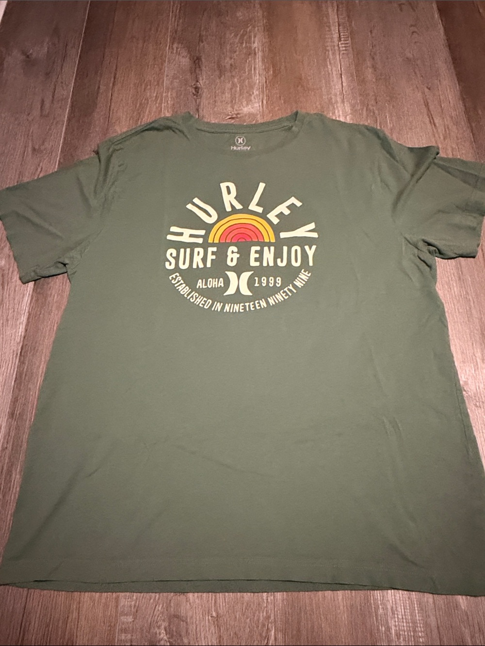 Hurley Olive Green 'Surf & Enjoy' Graphic Tee